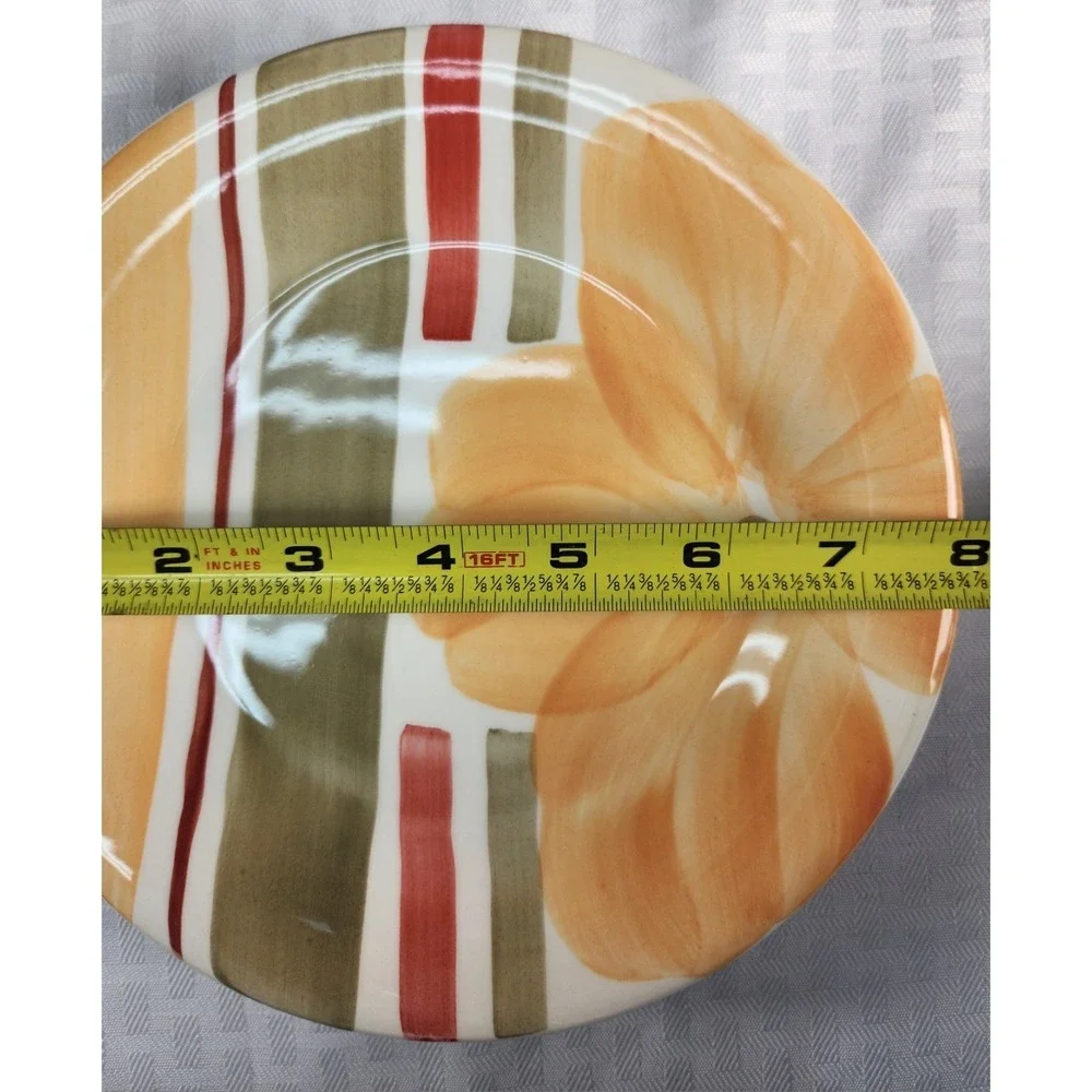 Pier 1 Striped Salad Plates Valencia Made in Italy Spring Fresh! Set Of 4